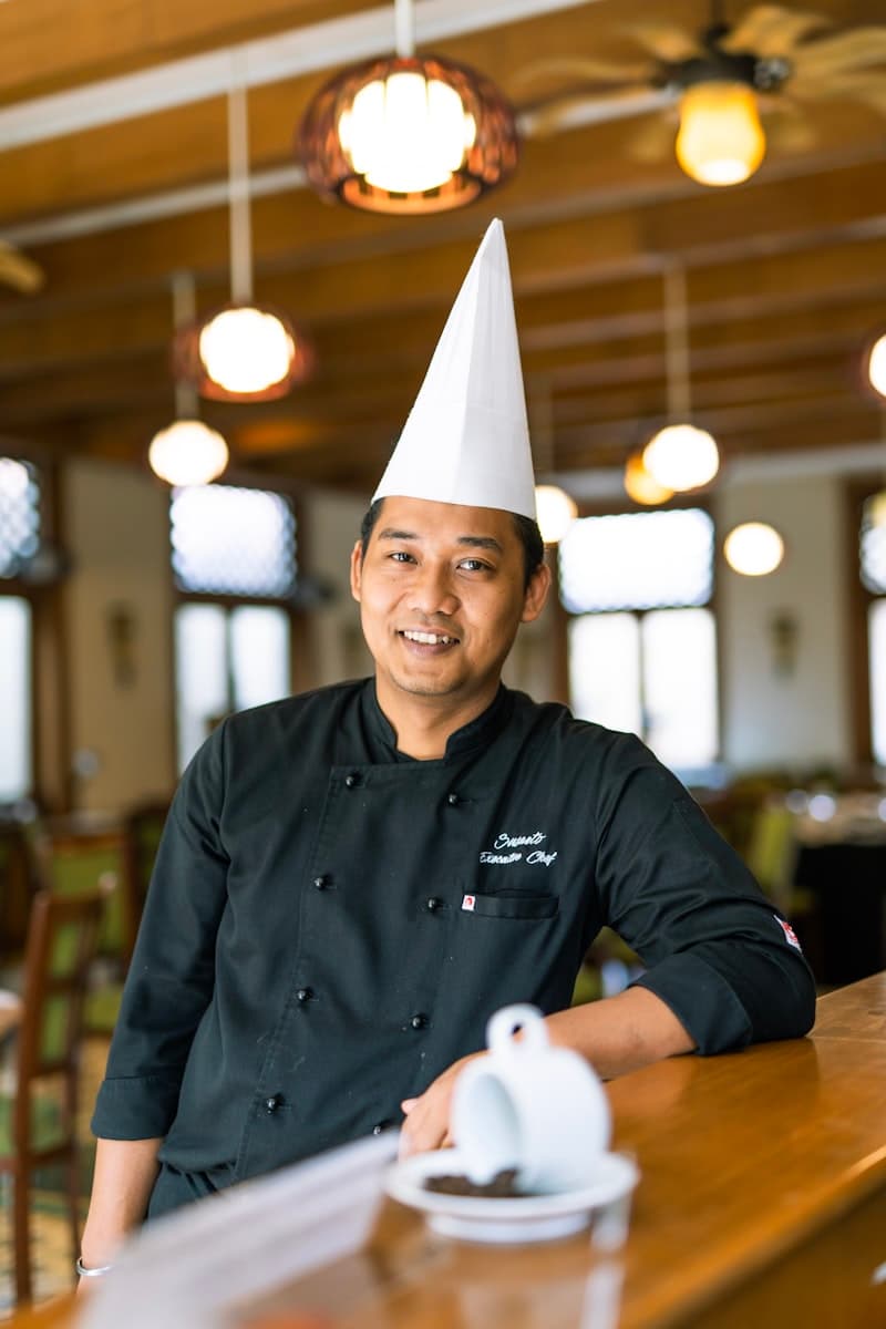 Chef reviewing kitchen operations and workflow